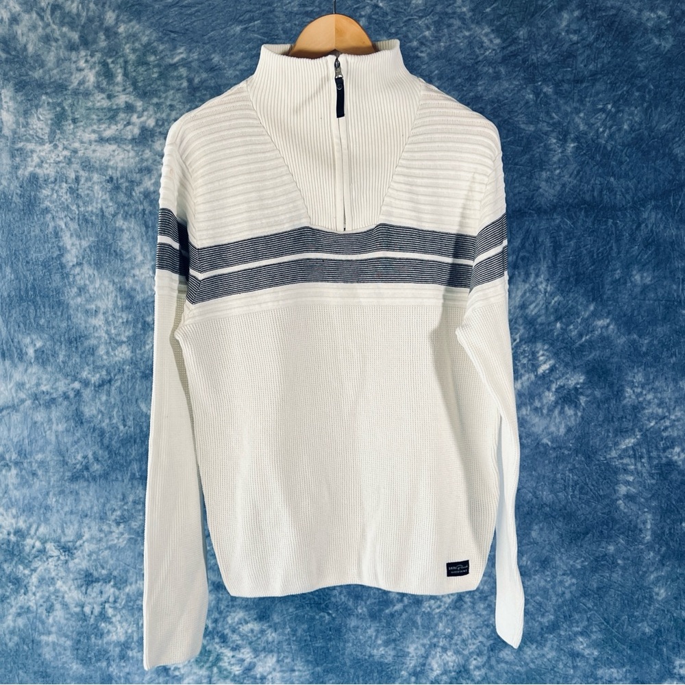 Projek Raw Dark Black  Men's Cream and Navy Zip-Up Sweater